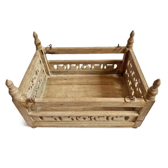 Indian Antique Carved Wood Jhula Box For Sale - Image 3 of 9