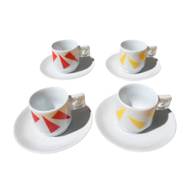 Coffee Cups & Saucers by Arnaldo Pomodoro for IPA, 1990s, Set of 8 For Sale