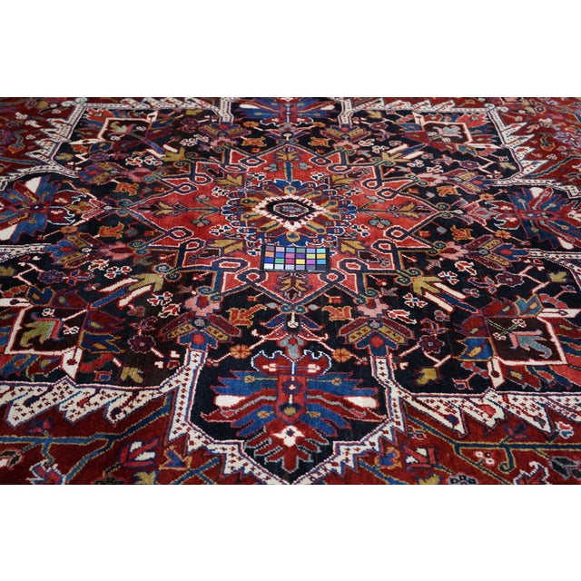 Burgundy Vintage Heriz Rug 11'2'' X 15'2'' For Sale - Image 8 of 10