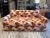 Orange Vintage Sofa Reupholstered in Vintage 70's Floral Dead Stock Fabric For Sale - Image 8 of 8