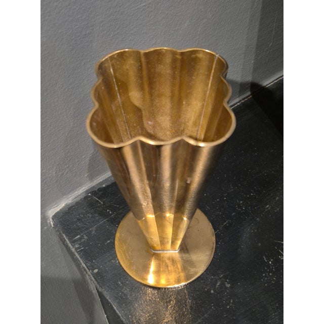 Vintage Scandinavian Brass Vase by Ystad Metall, 1950s For Sale - Image 4 of 9