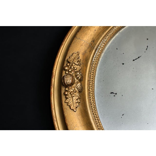 Wood Antique Victorian Oval Mirror Giltwood Acorns 14" For Sale - Image 7 of 11