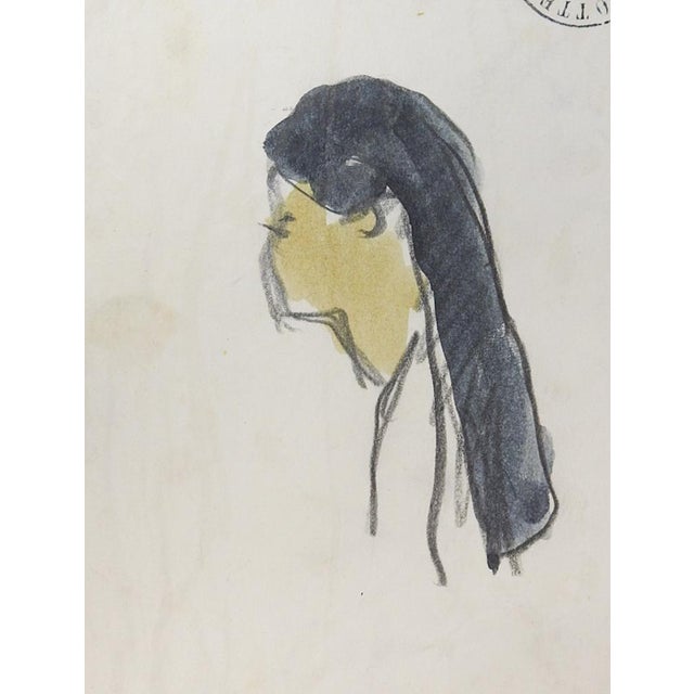 Early 20th Century Portrait Studies of Tahitian Woman Watercolor Painting For Sale - Image 4 of 6