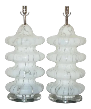 Carlo Nason Murano Glass Lamps White