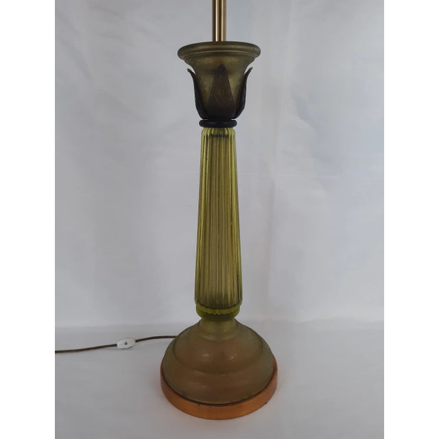 Vintage Mid-Century Modern Seguso for Marbro Corroso Style Celery Glass Table Lamp For Sale - Image 10 of 12