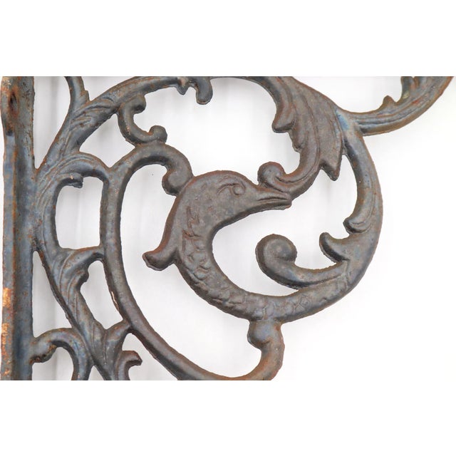 Pair of Victorian Gray Cast Iron Scroll Shelf Brackets For Sale - Image 4 of 5