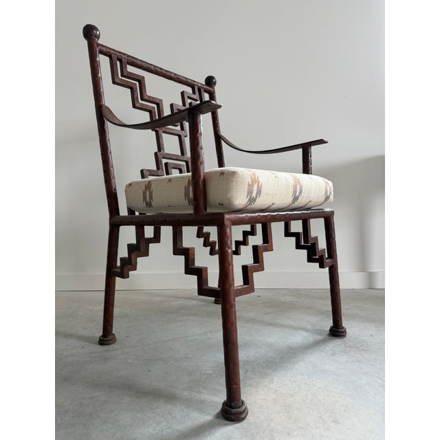 1980s Industrial Steel Square Bistro Table / Desk + Ziggurat Lounge Chair, Set of 2 For Sale - Image 5 of 16