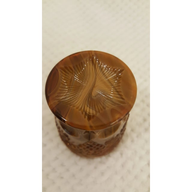 Joe St Claire Open Jar with grape motif in brown slag glass.