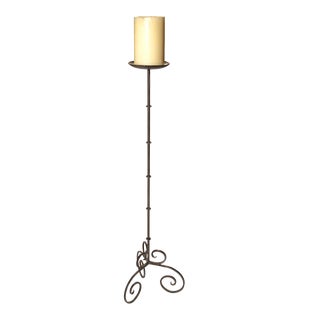 1980s Tall Slender Wrought Iron Candle Stand For Sale
