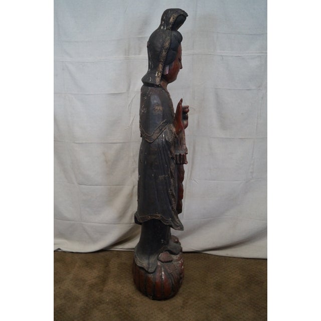 Antique Hand Carved Wood Asian Statue Chairish