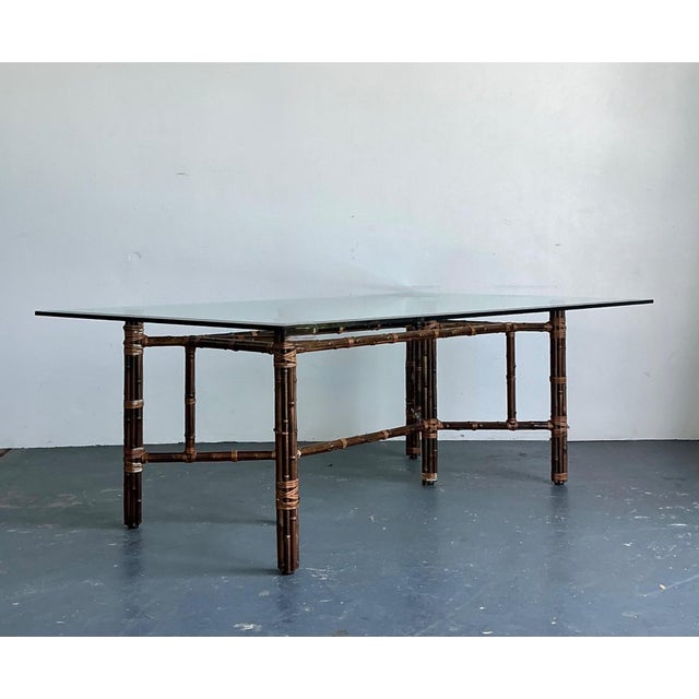 McGuire Vintage McGuire Rattan and Glass Dining Table For Sale - Image 4 of 18