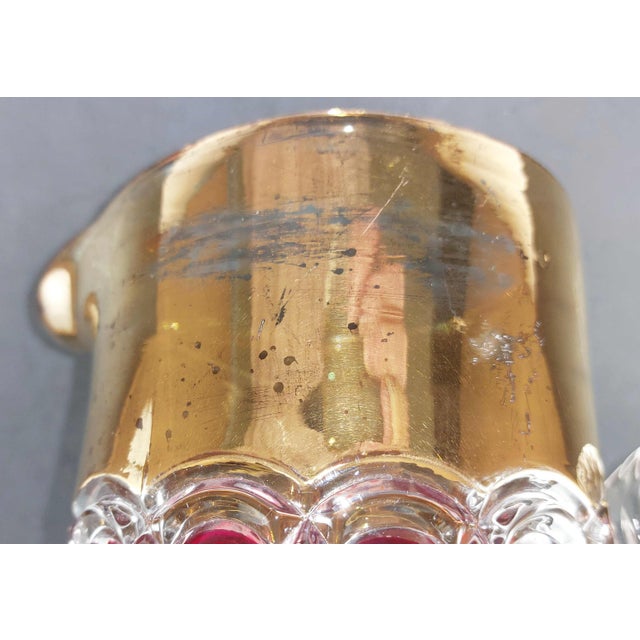 Early 20th Century Antique Eapg Imperial Glass Bohemian Style Ruby Stain Wide Gold Trim Pitcher & 5 Tumblers Bar Set For Sale - Image 5 of 11