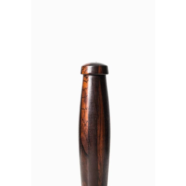 Rare and large salt shaker in solid rosewood. Produced in Denmark.