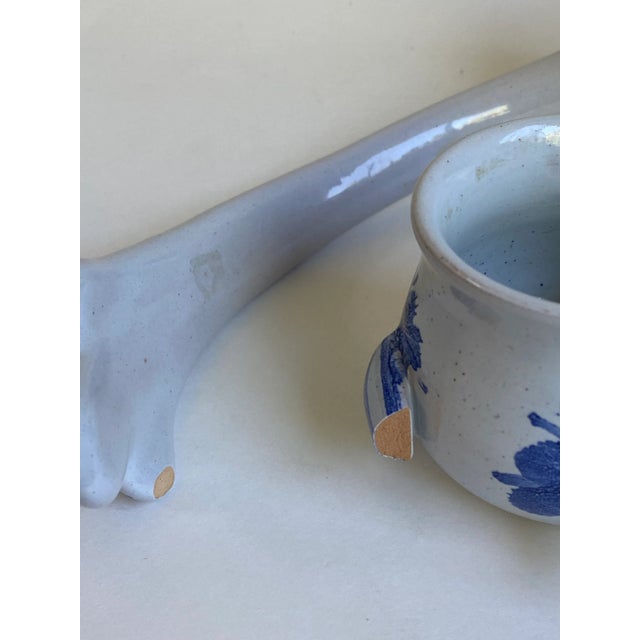 Mid 20th Century Bjorn Wiinblad Blue & White Ceramic Bird Serving Bowl, Ladle & Dish- 3 Pieces For Sale - Image 10 of 12