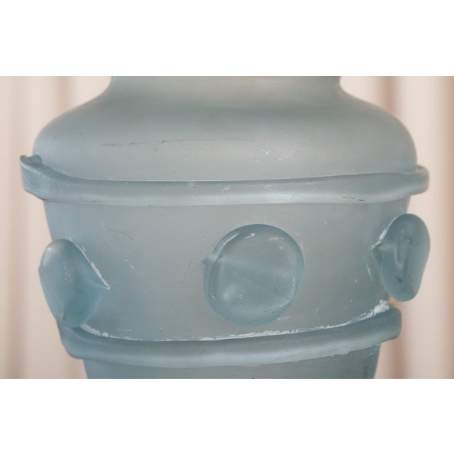 Vintage Frosted Aqua Glass Vase For Sale - Image 18 of 18