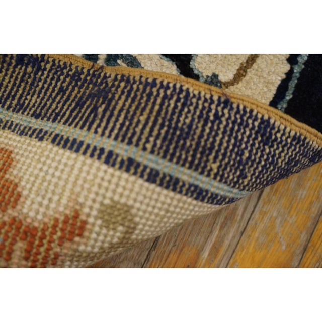 1920s Ivory Navy Blue Colorful Antique Chinese Silk Carpet 4' X 7' Foo Dog Rug For Sale - Image 10 of 10