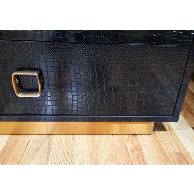Modern Black Faux Crocodile & Bronze Double Dresser Chest For Sale - Image 14 of 15