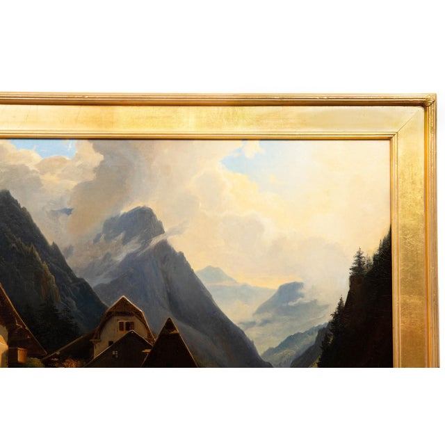 Continental School Alpine Village Oil Painting, Late 19th Century For Sale - Image 9 of 11