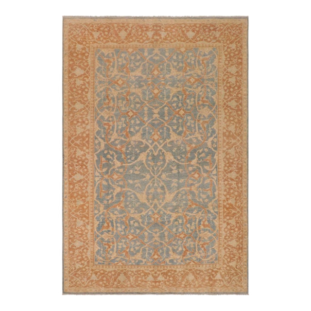 1980s 1980s Shabby Chic Sun Faded Blue/Brown Hand Knotted Wool Rug - 8'11" X 12'0" For Sale