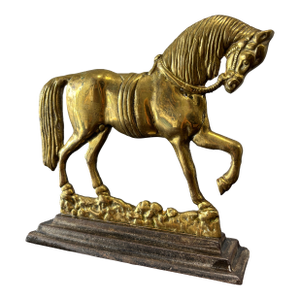 Antique English Brass Horse Door Stop