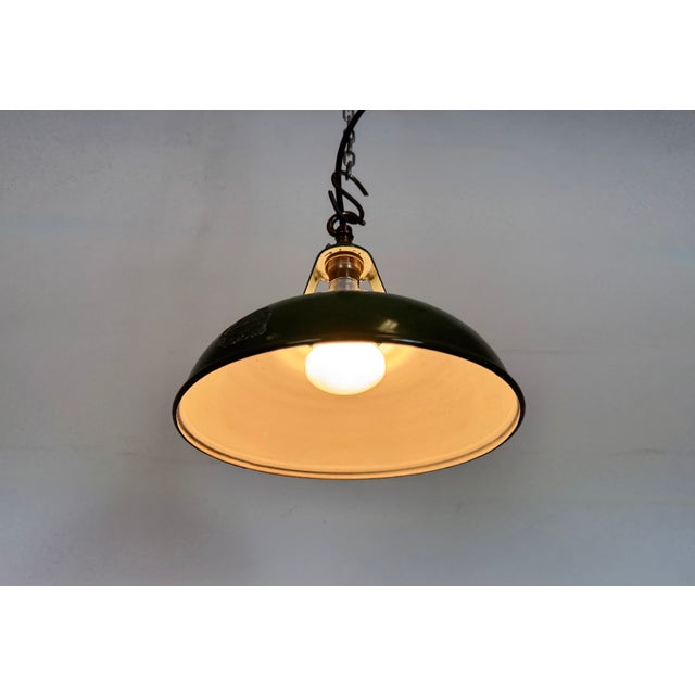 Industrial Green Enamel Factory Pendant Lamp from Coolicon, 1950s For Sale - Image 16 of 18
