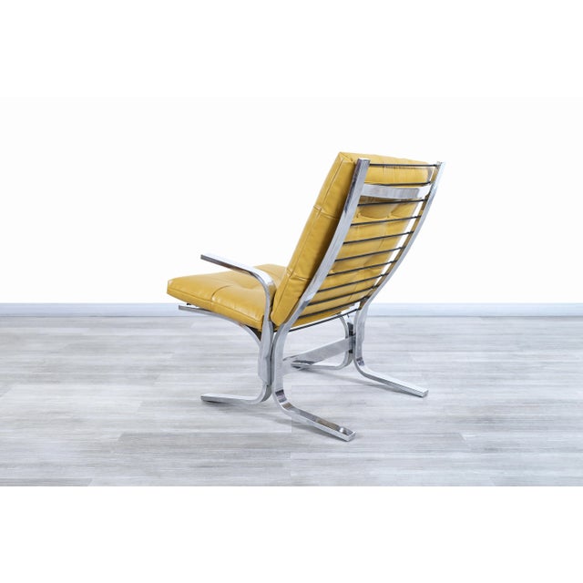 Vintage Chrome and Leather Lounge Chair and Ottoman - 2 Pieces For Sale - Image 9 of 12