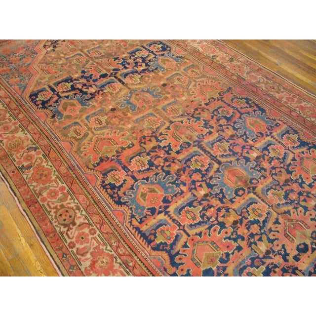 Early 20th Century 1930s Blue Navy Medallion Tribal Antique Persian Malayer Rug 7' X 13'6" Handknotted Wool Carpet For Sale - Image 5 of 5