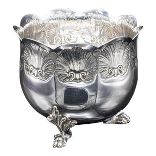 Antique Sugar Bowl, English, Silver Plate, Table Dish, Montieth Style, Victorian For Sale