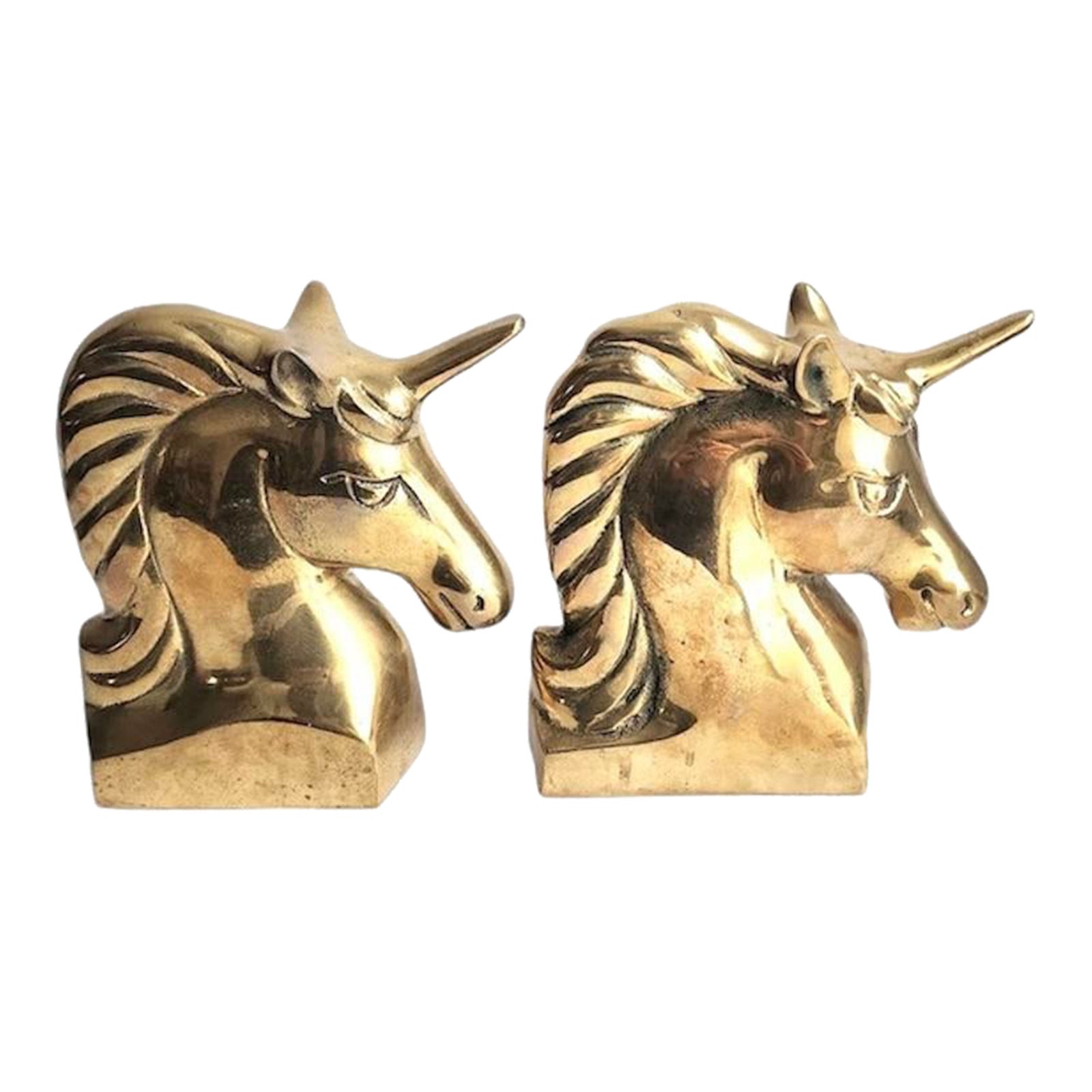 Vintage 1970s Brass Unicorn Bookends a Pair 7.5” Tall Chairish