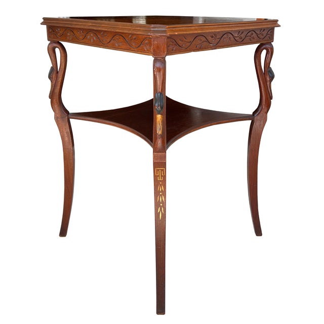 Vintage Hollywood Regency Carved Swan Side Table With Shelf For Sale In Oklahoma City - Image 6 of 13