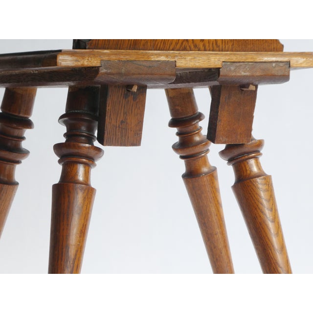 Brown Antique Alpine Folk Art Oak Chair with Carved Face Mask For Sale - Image 8 of 10