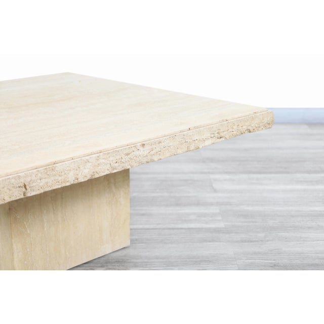 Beige Vintage Italian Live-Edge Travertine Stone Coffee Table, 1970s For Sale - Image 8 of 12