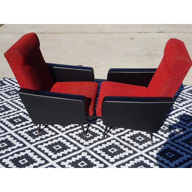 Vintage Red and Black Chairs with Compass Feet, 1970s, Set of 2 For Sale - Image 14 of 18