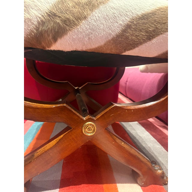 Ralph Lauren Henredon Mahogany Empire Style McDowell Stool Zebra Ottoman Bench For Sale In New York - Image 6 of 7