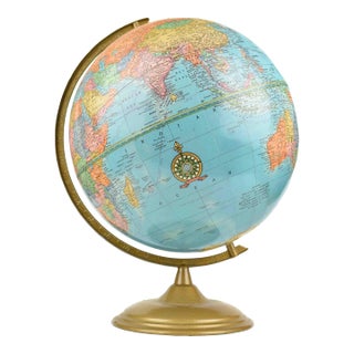 Mid 20th Century Cram's Imperial World Globe Table Top Rotating World Globe For Sale