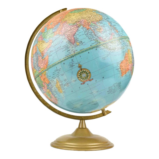 Mid 20th Century Cram's Imperial World Globe Table Top Rotating World Globe For Sale