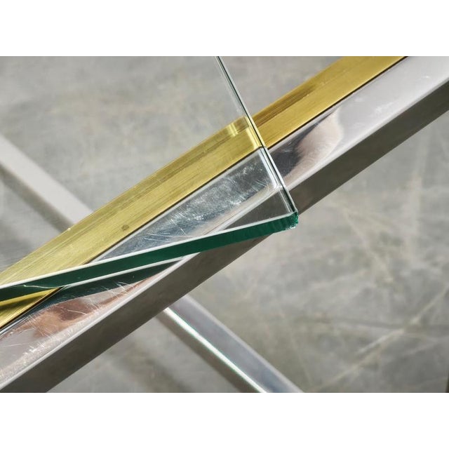Italian Chrome, Brass and Glass Nesting Tables, 1970s, Set of 3 For Sale - Image 14 of 18