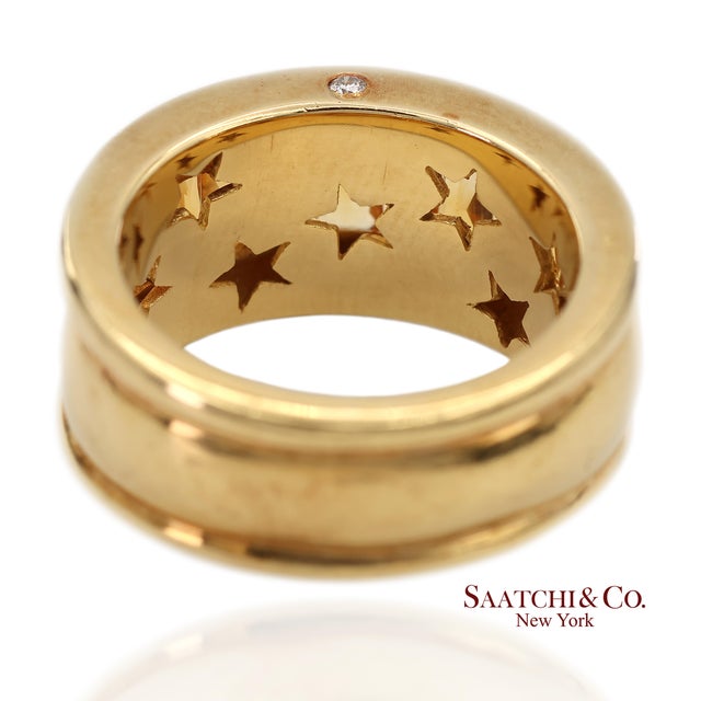 Early 21st Century 18k(750) Solid Yellow Gold Natural Diamond and Citrine Wide Band Ring, Size 7 For Sale - Image 5 of 13