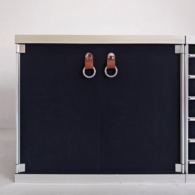 Sideboard in Fabric, Leather, Marble and Metal attributed to Guido Faleschini for I4 Mariani Hermes, 1970s For Sale - Image 6 of 18