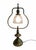 Vintage Neoclassical Brass Lyre Table Lamp With Frosted Floral Glass Shade For Sale - Image 4 of 5