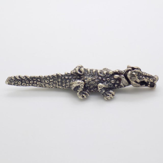1970s Vintage Italian Handmade Genuine Silver Alligator Figurine, 1970s For Sale - Image 5 of 13