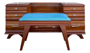 Mid Century Modern Kling Furniture Cherry Modern Collection Solid Cherry 6 Drawer Vanity & Bench