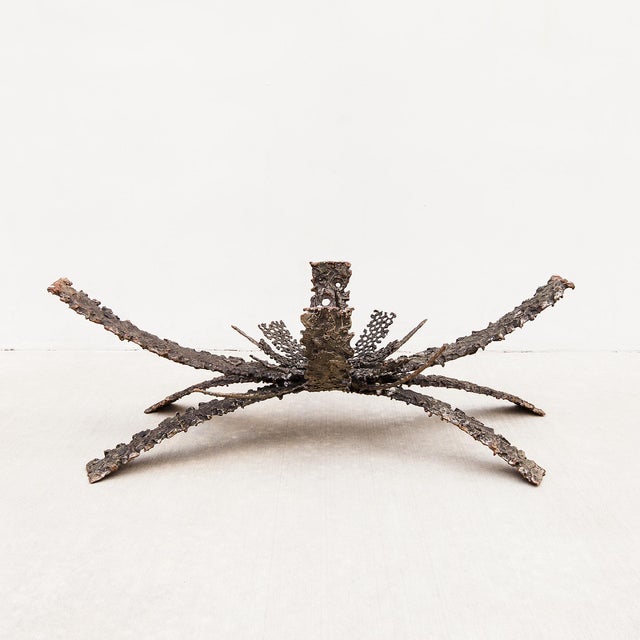 1970s Vintage Brutalist Bronze & Glass "Lotus" Coffee Table by Daniel Gluck For Sale - Image 9 of 12