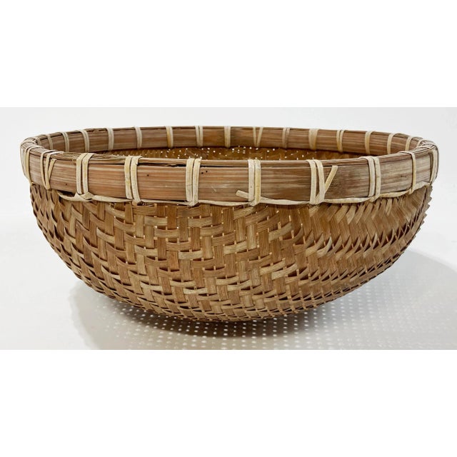 Vintage Woven Reed Winnowing Basket For Sale - Image 4 of 8