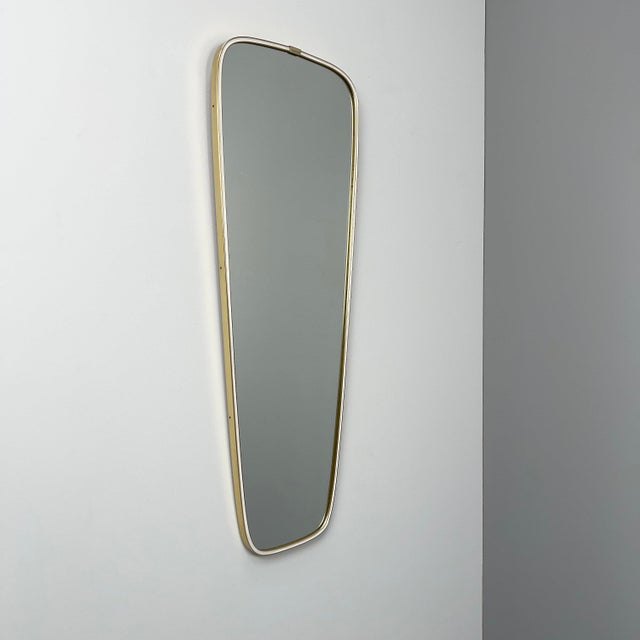 1950s Large Oblong Wall Mirror with Brass Frame, 1950s For Sale - Image 5 of 5