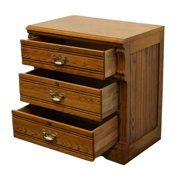Dixie Dixie Furniture Recollections Rustic Country French 28" Solid Oak Three Drawer Low Chest / Nightstand 468-513 For Sale - Image 4 of 12