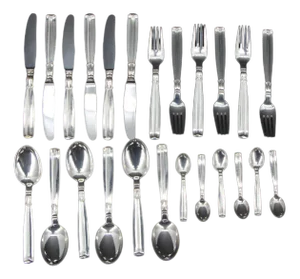 Lotus Cutlery in Silver 830, 1940s, Set of 24