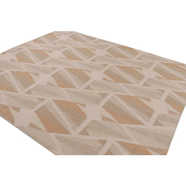 Rug & Kilim Rug & Kilim’s Scandinavian Style Geometric Rug in Beige, White and Terracotta 5x7 For Sale - Image 4 of 8