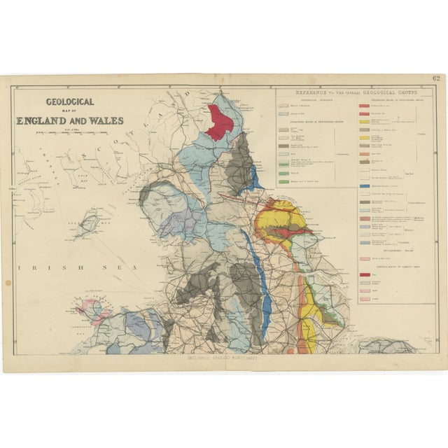 Antique Geological Map of England & Wales, 1880s, Set of 2 For Sale - Image 3 of 11