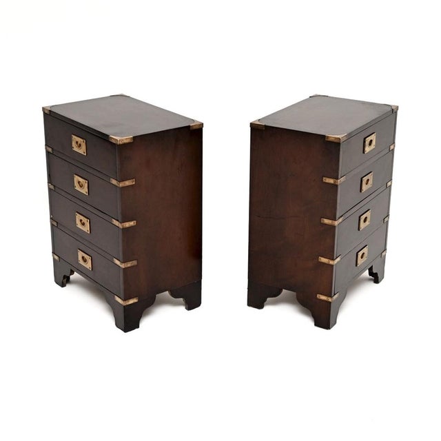 Military Campaign Bedside Chests, 1930, Set of 2 For Sale - Image 4 of 11